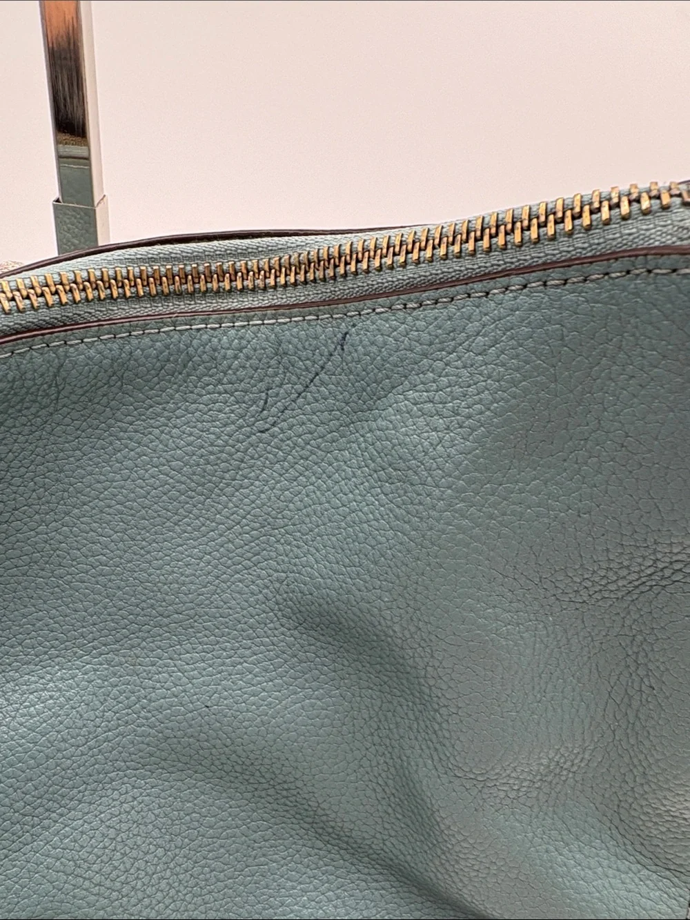 Coach Sutton Teal Pebbled Leather Detachable Crossbody Strap BLEMISH